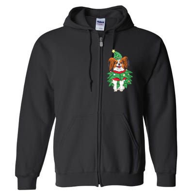 Papillon Christmas Lights Funny Xmas Dog Lover Pajama Full Zip Hoodie