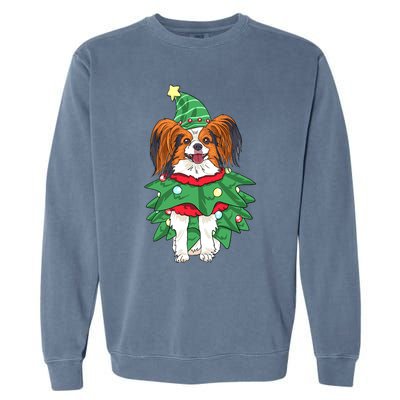 Papillon Christmas Lights Funny Xmas Dog Lover Pajama Garment-Dyed Sweatshirt