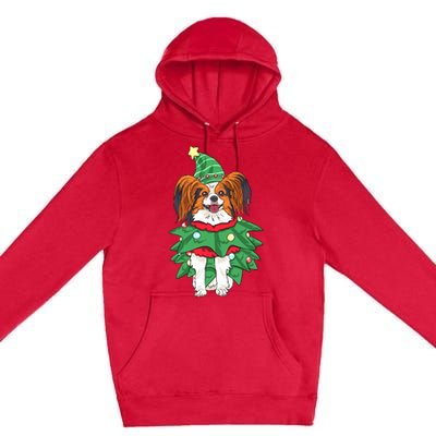 Papillon Christmas Lights Funny Xmas Dog Lover Pajama Premium Pullover Hoodie