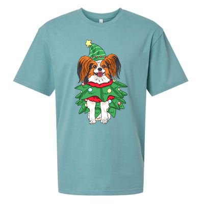 Papillon Christmas Lights Funny Xmas Dog Lover Pajama Sueded Cloud Jersey T-Shirt