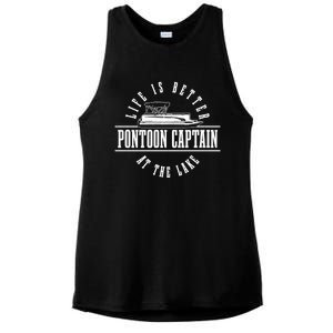 Pontoon Captain Life Is Better At The Lake Pontooning Boat Gift Ladies PosiCharge Tri-Blend Wicking Tank