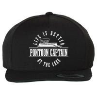 Pontoon Captain Life Is Better At The Lake Pontooning Boat Gift Wool Snapback Cap