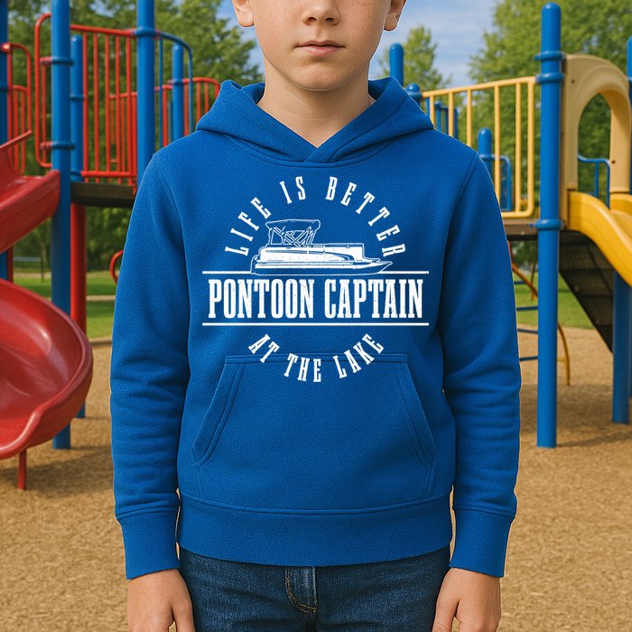 Pontoon Captain Life Is Better At The Lake Pontooning Boat Gift Kids Hoodie