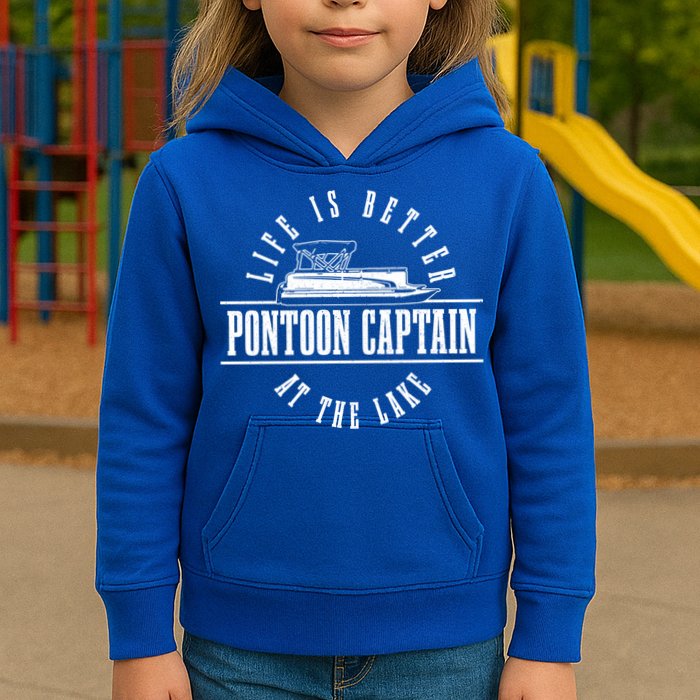 Pontoon Captain Life Is Better At The Lake Pontooning Boat Gift Kids Hoodie