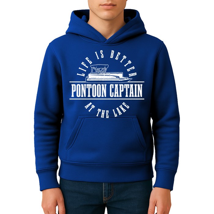 Pontoon Captain Life Is Better At The Lake Pontooning Boat Gift Kids Hoodie