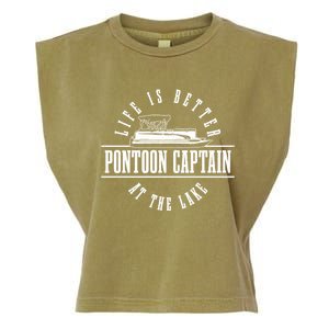 Pontoon Captain Life Is Better At The Lake Pontooning Boat Gift Garment-Dyed Women's Muscle Tee