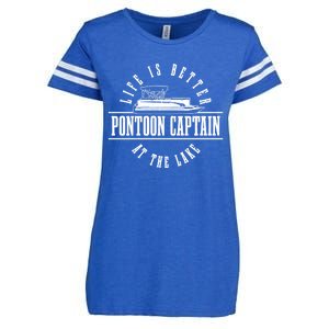 Pontoon Captain Life Is Better At The Lake Pontooning Boat Gift Enza Ladies Jersey Football T-Shirt