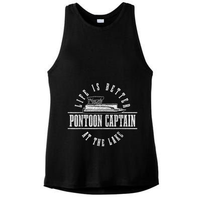 Pontoon Captain Life Is Better At The Lake Pontooning Boat Ladies PosiCharge Tri-Blend Wicking Tank