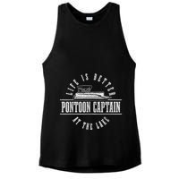 Pontoon Captain Life Is Better At The Lake Pontooning Boat Ladies PosiCharge Tri-Blend Wicking Tank