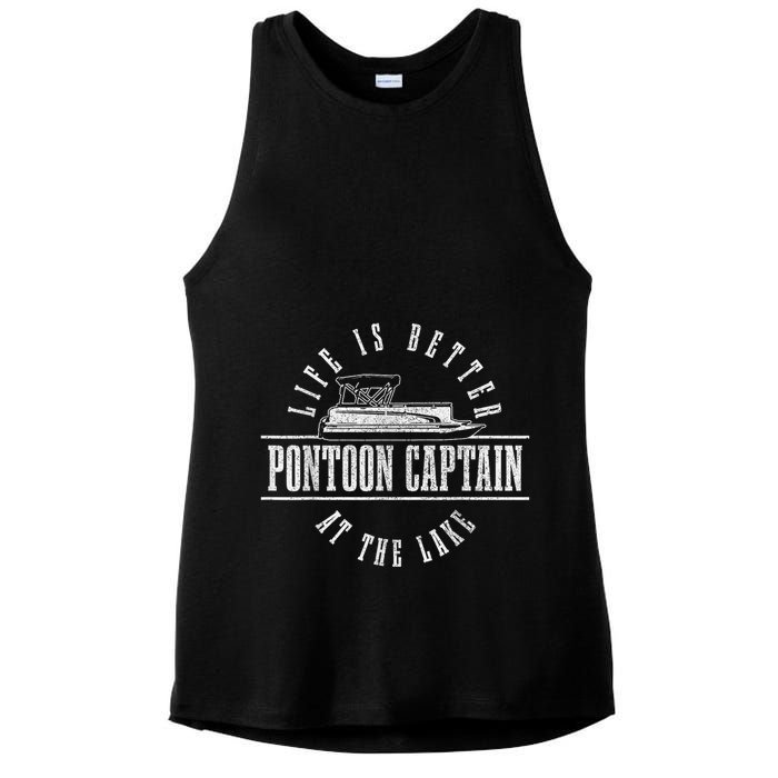 Pontoon Captain Life Is Better At The Lake Pontooning Boat Ladies PosiCharge Tri-Blend Wicking Tank