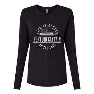 Pontoon Captain Life Is Better At The Lake Pontooning Boat Womens Cotton Relaxed Long Sleeve T-Shirt