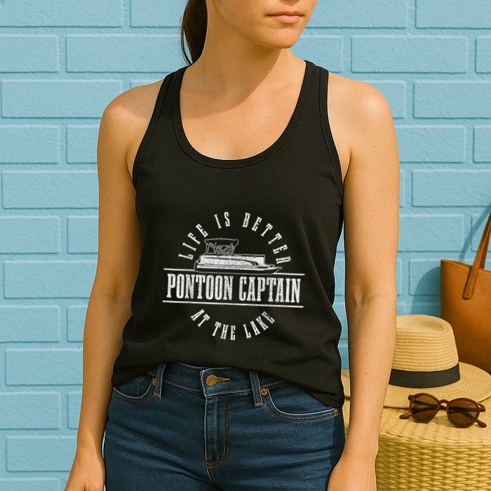 Pontoon Captain Life Is Better At The Lake Pontooning Boat Womens Tank Top