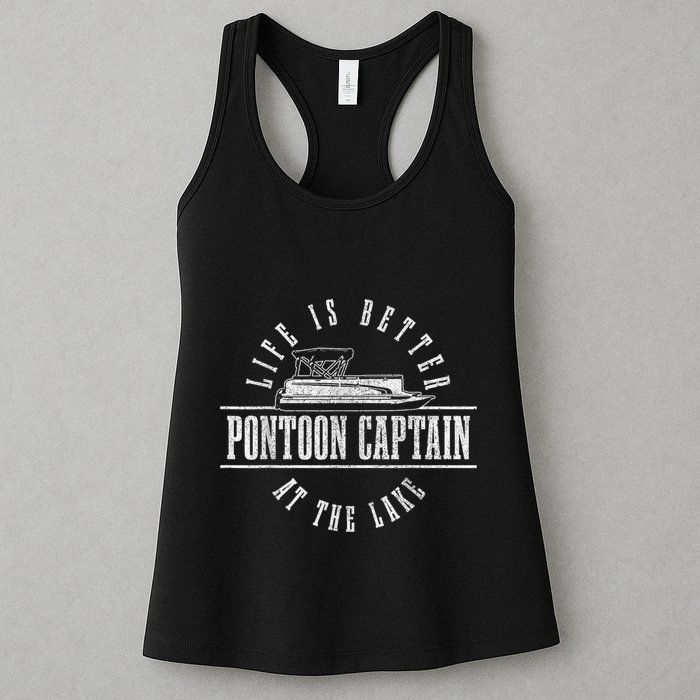 Pontoon Captain Life Is Better At The Lake Pontooning Boat Womens Tank Top