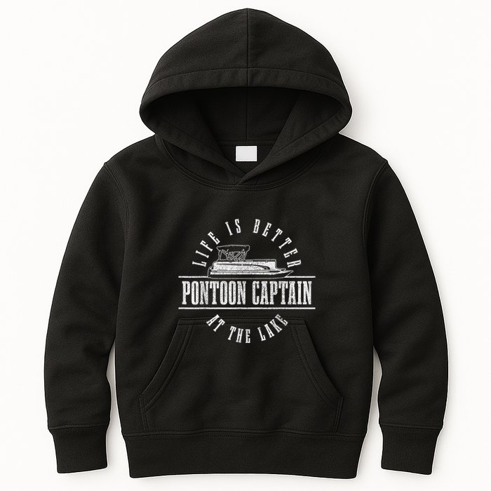 Pontoon Captain Life Is Better At The Lake Pontooning Boat Kids Hoodie