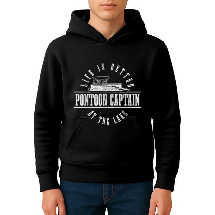 Pontoon Captain Life Is Better At The Lake Pontooning Boat Kids Hoodie