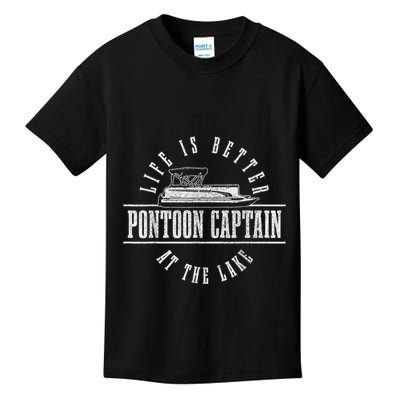 Pontoon Captain Life Is Better At The Lake Pontooning Boat Kids T-Shirt
