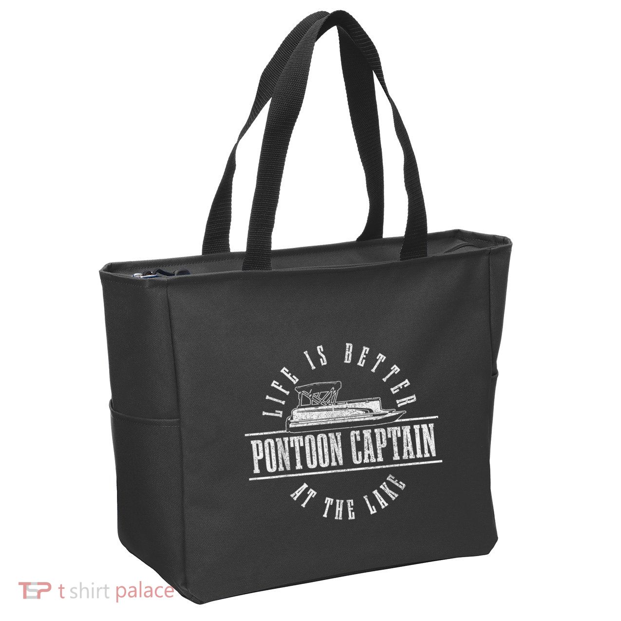 Pontoon Captain Life Is Better At The Lake Pontooning Boat Zip Tote Bag
