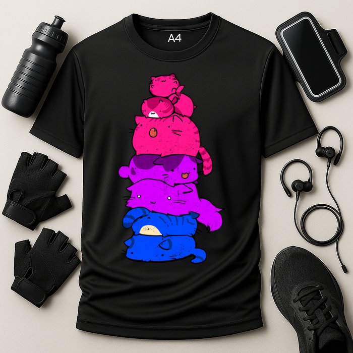 Pride Cat Lgbt Bisexual Flag Kawaii Cats Lgbt Pride Month Gift Cooling Performance Crew T-Shirt