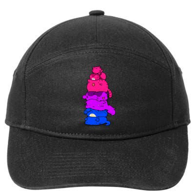 Pride Cat Lgbt Bisexual Flag Kawaii Cats Lgbt Pride Month Gift 7-Panel Snapback Hat