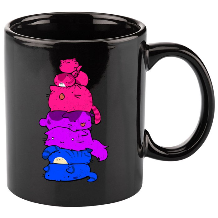Pride Cat Lgbt Bisexual Flag Kawaii Cats Lgbt Pride Month Gift 11oz C Handle Ceramic Mug