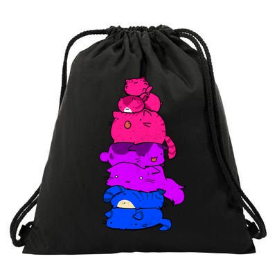 Pride Cat Lgbt Bisexual Flag Kawaii Cats Lgbt Pride Month Gift Drawstring Bag