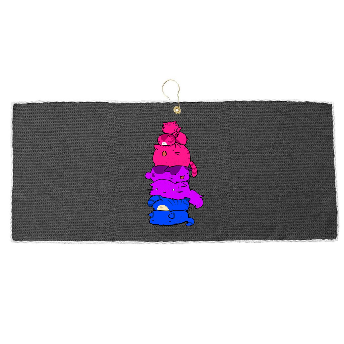 Pride Cat Lgbt Bisexual Flag Kawaii Cats Lgbt Pride Month Gift Large Microfiber Waffle Golf Towel