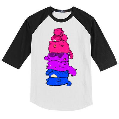 Pride Cat Lgbt Bisexual Flag Kawaii Cats Lgbt Pride Month Gift Kids Colorblock Raglan Jersey