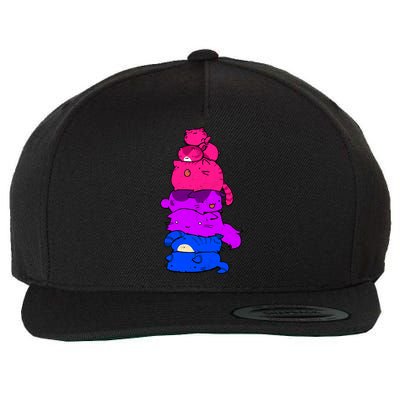 Pride Cat Lgbt Bisexual Flag Kawaii Cats Lgbt Pride Month Gift Wool Snapback Cap