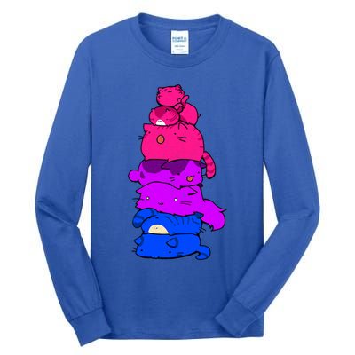 Pride Cat Lgbt Bisexual Flag Kawaii Cats Lgbt Pride Month Gift Tall Long Sleeve T-Shirt