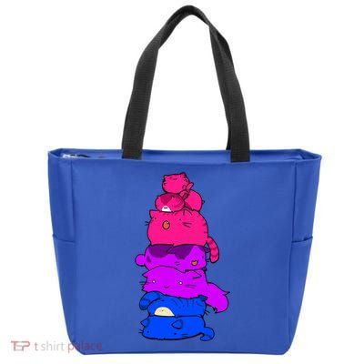 Pride Cat Lgbt Bisexual Flag Kawaii Cats Lgbt Pride Month Gift Zip Tote Bag