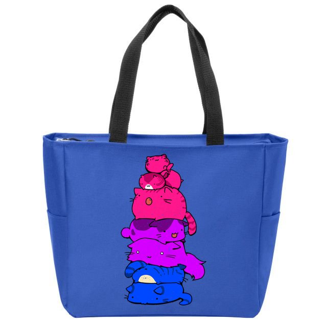 Pride Cat Lgbt Bisexual Flag Kawaii Cats Lgbt Pride Month Gift Zip Tote Bag