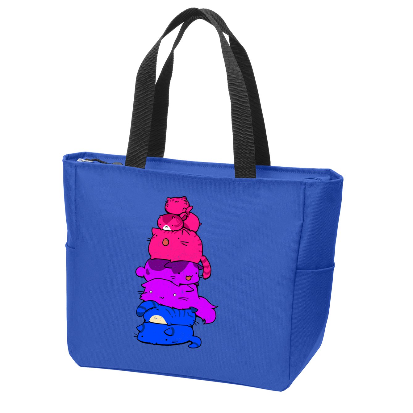 Pride Cat Lgbt Bisexual Flag Kawaii Cats Lgbt Pride Month Gift Zip Tote Bag