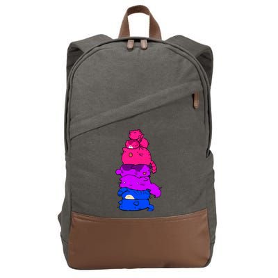 Pride Cat Lgbt Bisexual Flag Kawaii Cats Lgbt Pride Month Gift Cotton Canvas Backpack