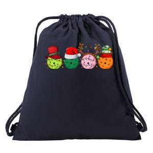 Pickleball Christmas Lights Pickleball Player Christmas Drawstring Bag