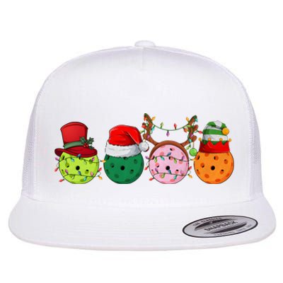 Pickleball Christmas Lights Pickleball Player Christmas Flat Bill Trucker Hat