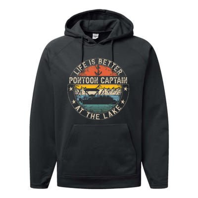 Pontoon Captain Life Is Better At The Lake Performance Fleece Hoodie