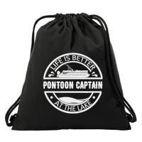 Pontoon Captain Life Is Better At The Lake Drawstring Bag