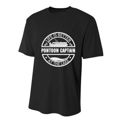 Pontoon Captain Life Is Better At The Lake Youth Performance Sprint T-Shirt