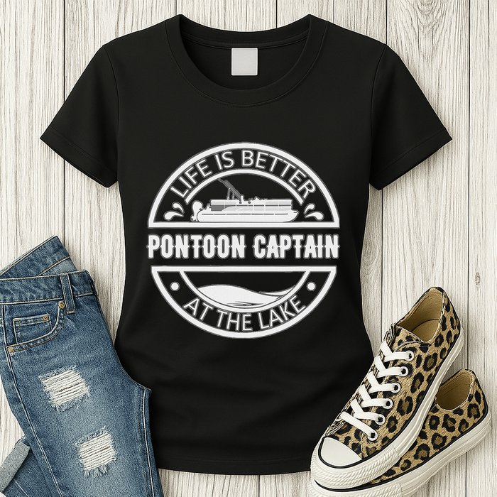 Pontoon Captain Life Is Better At The Lake Womens T-Shirt