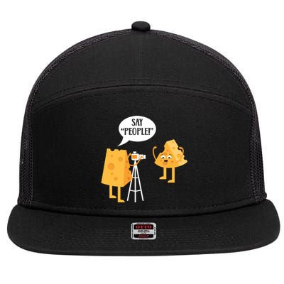 Photographer Cheesy Lover Mozzarella Cheddar Camera Funny Gift 7 Panel Mesh Trucker Snapback Hat