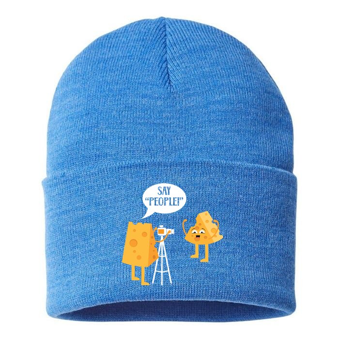 Photographer Cheesy Lover Mozzarella Cheddar Camera Funny Gift Sustainable Knit Beanie