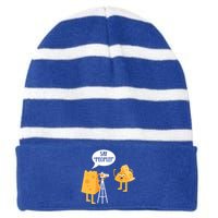 Photographer Cheesy Lover Mozzarella Cheddar Camera Funny Gift Striped Beanie with Solid Band