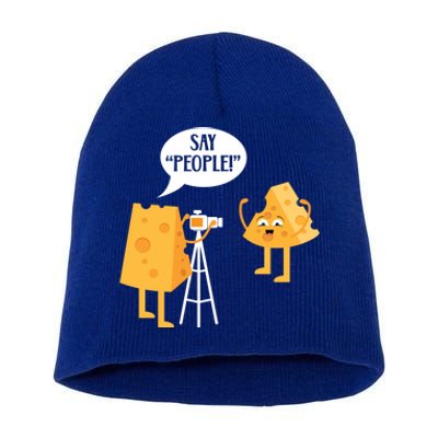 Photographer Cheesy Lover Mozzarella Cheddar Camera Funny Gift Short Acrylic Beanie