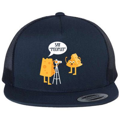 Photographer Cheesy Lover Mozzarella Cheddar Camera Funny Gift Flat Bill Trucker Hat