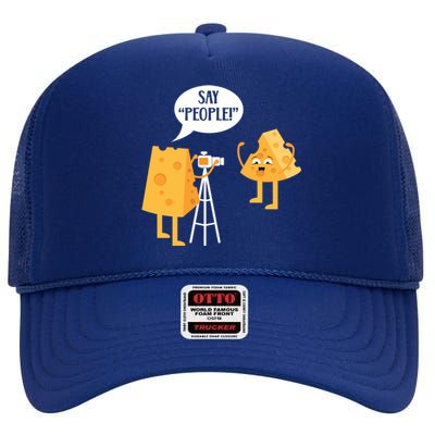 Photographer Cheesy Lover Mozzarella Cheddar Camera Funny Gift High Crown Mesh Back Trucker Hat