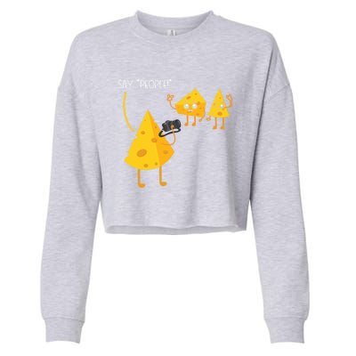 Photographer Cheesy Lover Mozzarella Cheddar Camera Gift Cropped Pullover Crew