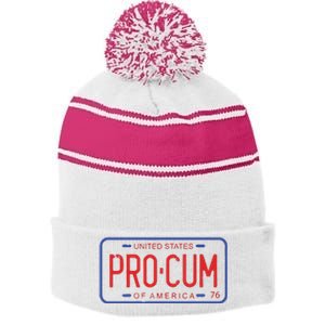 Pro Cum License Plate Stripe Pom Pom Beanie