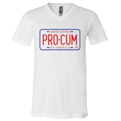 Pro Cum License Plate V-Neck T-Shirt