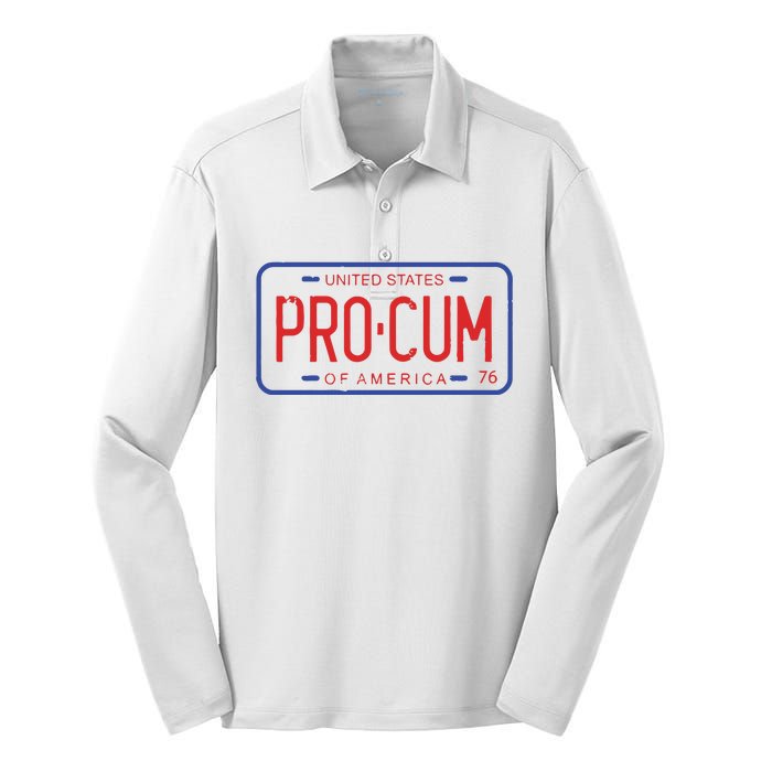 Pro Cum License Plate Silk Touch Performance Long Sleeve Polo