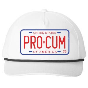 Pro Cum License Plate Snapback Five-Panel Rope Hat